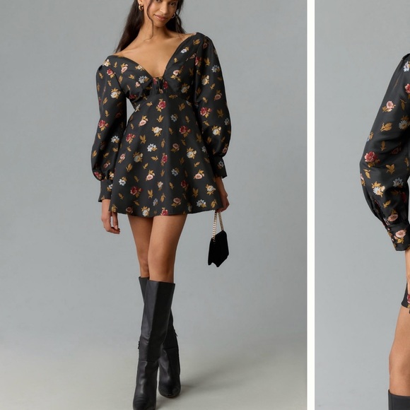 Anthropologie Dresses & Skirts - Anthropologie Black Floral Mini Dress